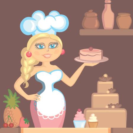 dame, blonde, kokk, kake, kvinne, kjøkken Klavapuk - Dreamstime