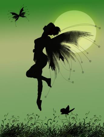 fairy, grønn, månen, fly, vinger, sommerfugl Franciscah - Dreamstime
