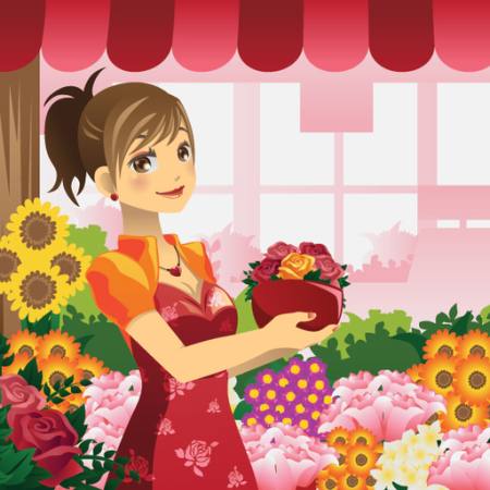 kvinne, blomster, butikk, rød, jente Artisticco Llc - Dreamstime