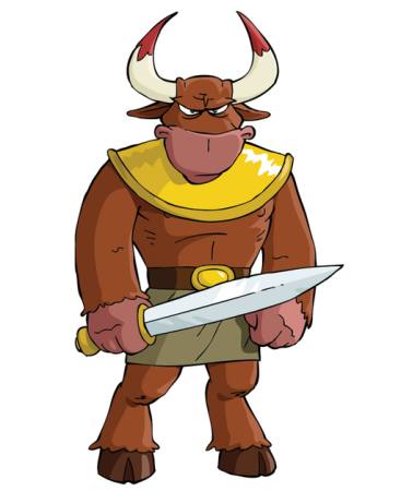 kriger, sverd, horn, bull, taurus, dyr Dedmazay - Dreamstime