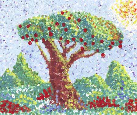 treet, frukt, rød, hage, maleri, kunst Anastasia Serduykova Vadimovna - Dreamstime