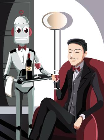 robot, mann, vin, glass Artisticco Llc - Dreamstime