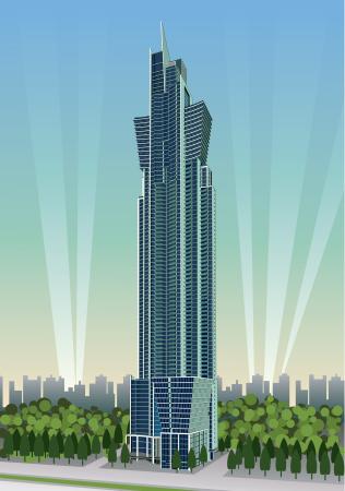 himmel, tre, bygning, store, skyskrapere Ultrapop - Dreamstime