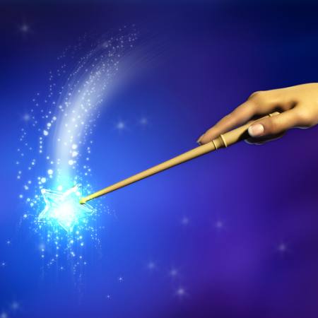 magic, hånd, stick, stjerne, blå Andreus - Dreamstime