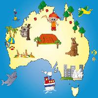 Pixwords Bildet med stat, land, kontinent, sjø, hav, båt, koala Milena Moiola (Adelaideiside)