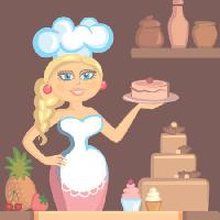 Pixwords Bildet med dame, blonde, kokk, kake, kvinne, kjøkken Klavapuk - Dreamstime