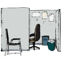 Pixwords Bildet med kontor, stol, søppel, papir Eric Basir - Dreamstime