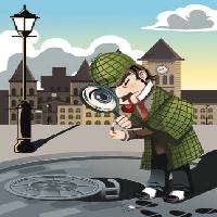 Pixwords Bildet med Sherlock, kloakk, by, detektiv, mann, forstørrelsesglass Artisticco Llc - Dreamstime