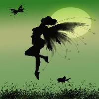 Pixwords Bildet med fairy, grønn, månen, fly, vinger, sommerfugl Franciscah - Dreamstime