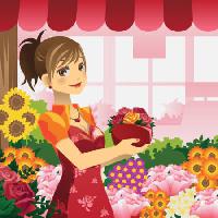 Pixwords Bildet med kvinne, blomster, butikk, rød, jente Artisticco Llc - Dreamstime