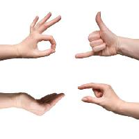 Pixwords Bildet med hånd, gestus, tumb, human, Antonuk - Dreamstime