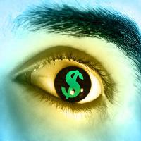 Pixwords Bildet med penger, dollar, øye, øyenbryn Andreus - Dreamstime