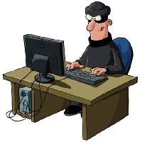 Pixwords Bildet med mann, datamaskin, hacker, tyv, maske, cracker Dedmazay - Dreamstime