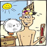 Pixwords Bildet med sol, mann, person, vifte, vindu, termometer, iskrem, naken Igor Zakowski (Izakowski)