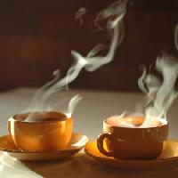 varme, kaffe, kaffe, røyk, kopper Sergei Krasii - Dreamstime