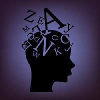 Pixwords Bildet med bokstaver, hode, hjerne Bloopiers - Dreamstime