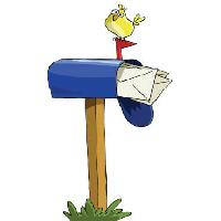 Pixwords Bildet med fugl, post, postkasse, blå, brev Dedmazay - Dreamstime
