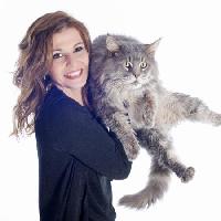 Pixwords Bildet med katt, kvinne, , smil Cynoclub - Dreamstime