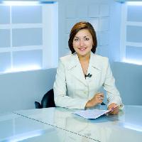 Pixwords Bildet med kvinne, nyheter, TV, studio, blå Alexander Podshivalov (Withgod)