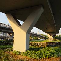 Pixwords Bildet med bridge, grønn, biler, motorvei, vei, blomster, bil Sang Lei (Sleiselei)