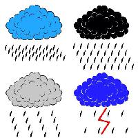 Pixwords Bildet med sky, skyer, regn, lyn, blå, grå, svart Aarrows