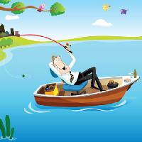 Pixwords Bildet med båt, mann, vann, fiske, innsjø Zuura - Dreamstime