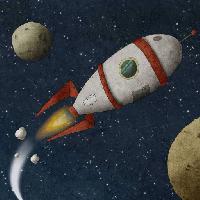 Pixwords Bildet med kosmos, plass, rakett, brann, måne, planet Jrcasas