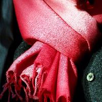Pixwords Bildet med rød, stoff, klær, skjerf, knapp Clarita