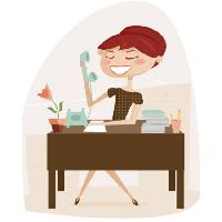 Pixwords Bildet med lærer, kvinne, telefon, skrivebord, filer, rødhåret Karola-eniko Kallai - Dreamstime