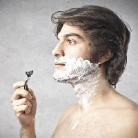 Pixwords Bildet med barberhøvel, mann, skum, hår, blad Bowie15 - Dreamstime