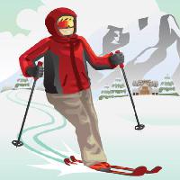 Pixwords Bildet med ski, vinter, snø, fjell, rød Artisticco Llc - Dreamstime