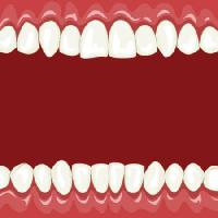 Pixwords Bildet med munn, hvite, røde, tenner Dedmazay - Dreamstime