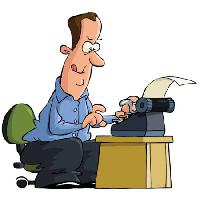 mann, kontor, skrive, skribent, papir, stol, skrivebord Dedmazay - Dreamstime